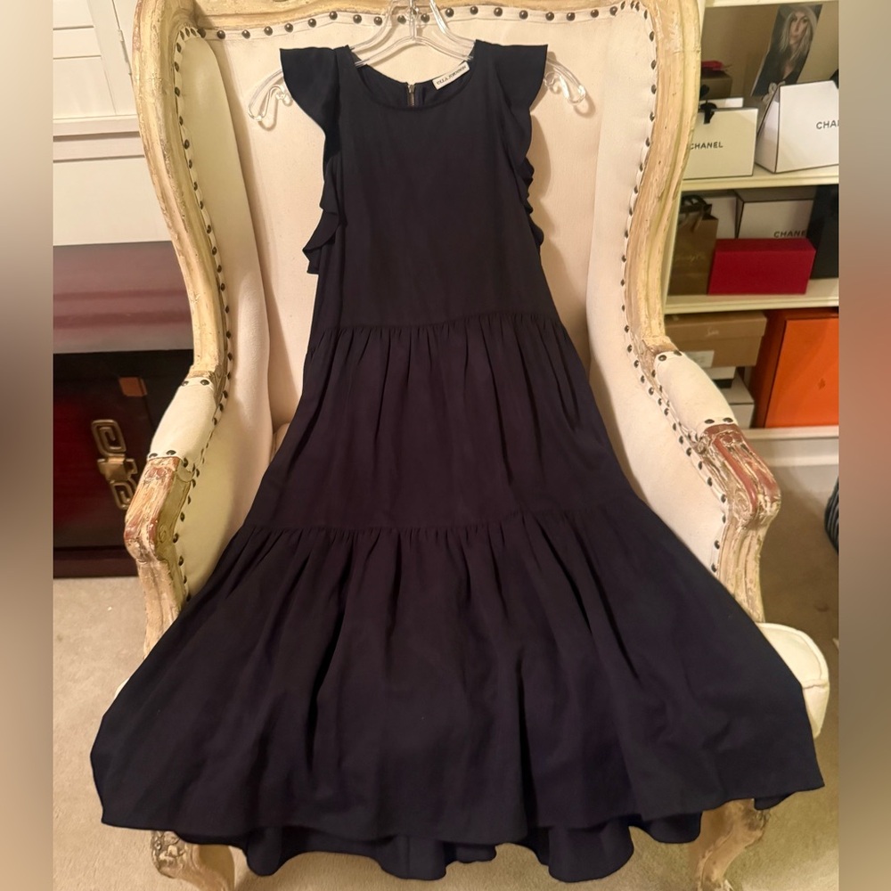 Ulla Johnson linen blend black tiered dress - Picture 13 of 16